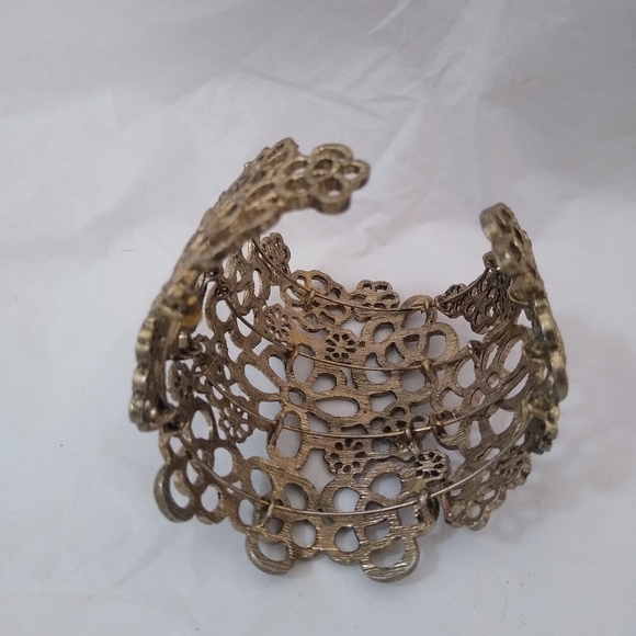 Vintage Filigree Bracelet Victorian Edwardian Art Deco Fashion Jewelry Gothic - Picture 8 of 14